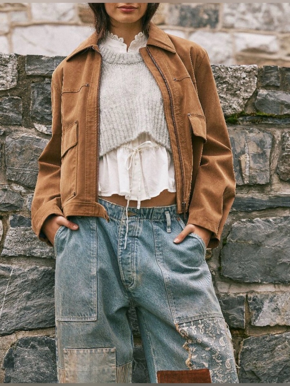 NWT Free People We The Free Blair Vegan Suede Jacket / Caramel Cafe Size S
